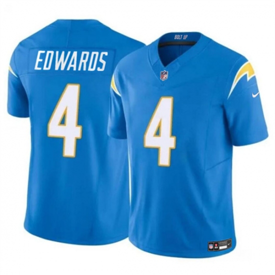 Men's Los Angeles Chargers #4 Gus Edwards Light Blue 2024 F.U.S.E. Vapor Limited Football Stitched Jersey - Ujersey