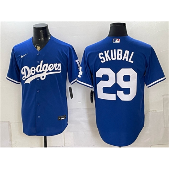 Men's Los Angeles Dodgers #29 Tarik Skubal Royal Cool Base Stitched Baseball Jersey