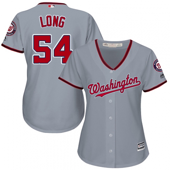 Women's Majestic Washington Nationals #54 Kevin Long Authentic Grey Road Cool Base MLB Jersey - Ujersey