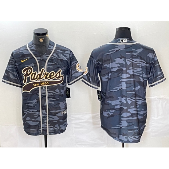 Men's San Diego Padres Blank Gray Camo Cool Base Stitched Jersey - Ujersey