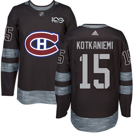 Men's Adidas Montreal Canadiens #15 Jesperi Kotkaniemi Authentic Black 1917-2017 100th Anniversary NHL Jersey - Ujersey