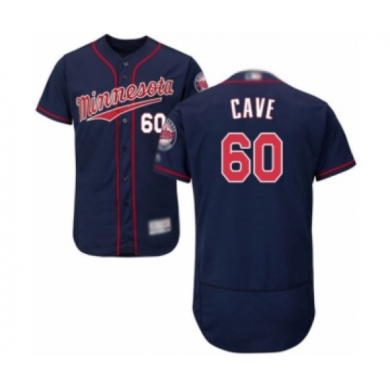 Men's Minnesota Twins #60 Jake Cave Authentic Navy Blue Alternate Flex Base Authentic Collection Baseball Player Jersey - Ujersey