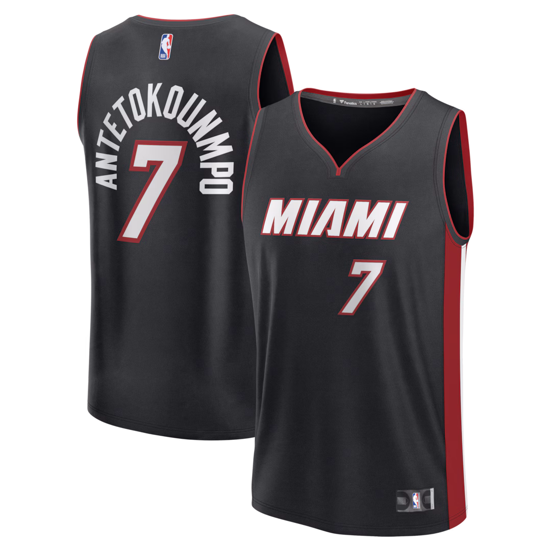 Men's Miami Heat Giannis Antetokounmpo Fanatics Black Fast Break Jersey - Icon Edition