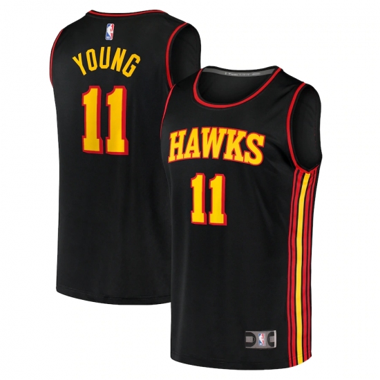 Youth Atlanta Hawks #11 Trae Young Fanatics Branded Black 2020-21 Fast Break Player Jersey - Ujersey