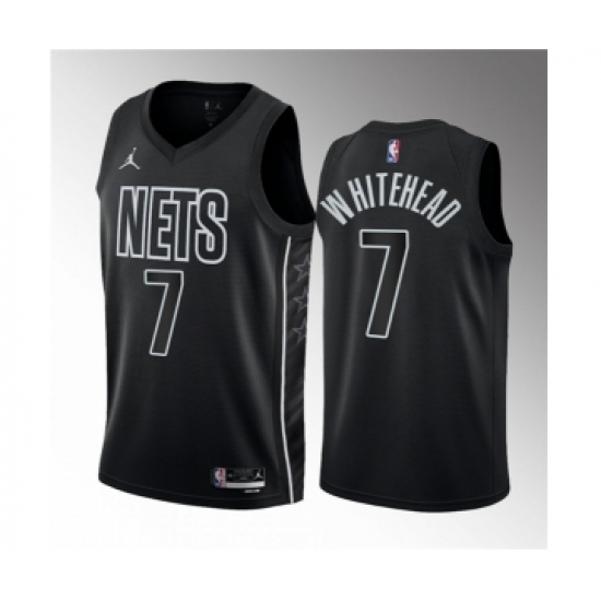 Men's Brooklyn Nets #7 Dariq Whitehead Black 2023 Draft Statement Edition Stitched Basketball Jersey - Ujersey