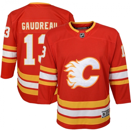 Youth Calgary Flames #13 Johnny Gaudreau Red 2020-21 Home Premier Player Jersey - Ujersey