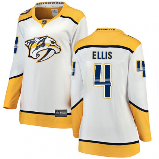 Women's Nashville Predators #4 Ryan Ellis Fanatics Branded White Away Breakaway NHL Jersey - Ujersey