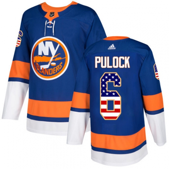 Youth Adidas New York Islanders #6 Ryan Pulock Authentic Royal Blue USA Flag Fashion NHL Jersey - Ujersey