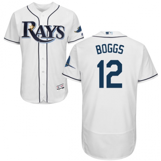 Men's Majestic Tampa Bay Rays #12 Wade Boggs Home White Flexbase Authentic Collection MLB Jersey - Ujersey