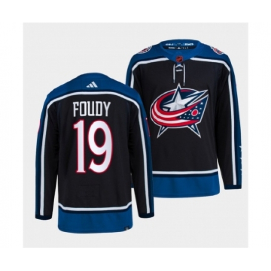 Men's Columbus Blue Jackets #19 Liam Foudy Navy 2022 Reverse Retro Stitched Jersey - Ujersey