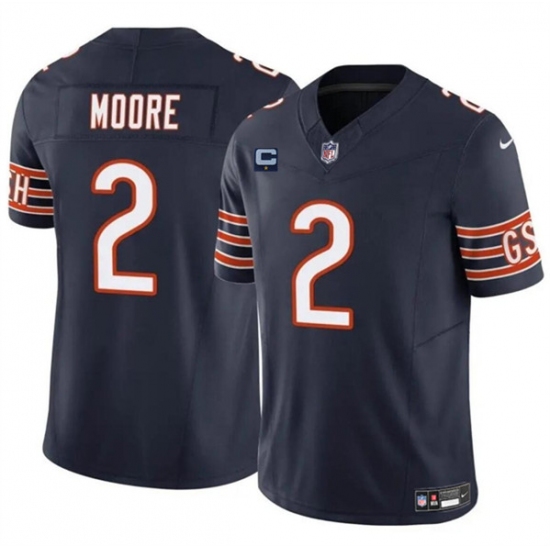 Men's Chicago Bears #2 DJ Moore Navy 2024 F.U.S.E. With 1-star C Vapor Untouchable Limited Football Stitched Jersey - Ujersey