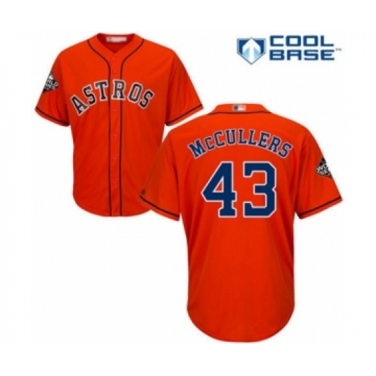 Youth Houston Astros #43 Lance McCullers Authentic Orange Alternate Cool Base 2019 World Series Bound Baseball Jersey - Ujersey