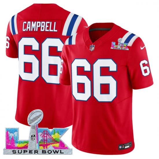 Men's New England Patriots #66 Will Campbell Red 2025 F.U.S.E. Super Bowl LX Vapor Limited Football Stitched Jersey - ujerseystore