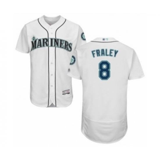 Men's Seattle Mariners #8 Jake Fraley White Home Flex Base Authentic Collection Baseball Player Jersey - Ujersey