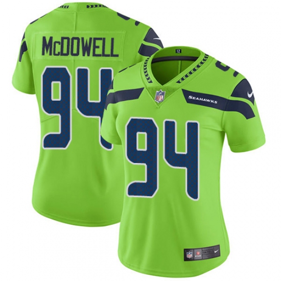 Women's Nike Seattle Seahawks #94 Malik McDowell Limited Green Rush Vapor Untouchable NFL Jersey - Ujersey