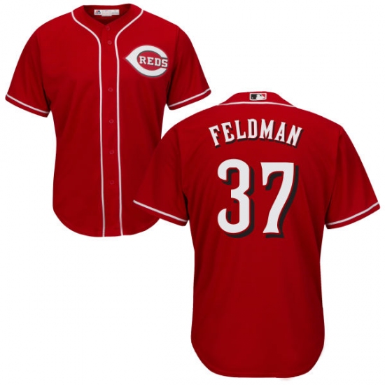 Men's Majestic Cincinnati Reds #37 Scott Feldman Replica Red Alternate Cool Base MLB Jersey - Ujersey