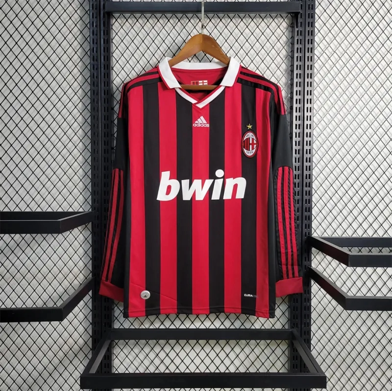 AC Milan Retro Soccer Jersey Home Long Sleeve Custom Shirt 2009/10 - Ujersey Shop