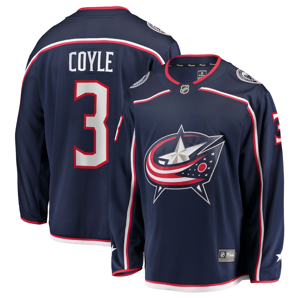 Men's Columbus Blue Jackets Charlie Coyle Fanatics Navy Home Breakaway Jersey - ujerseystore