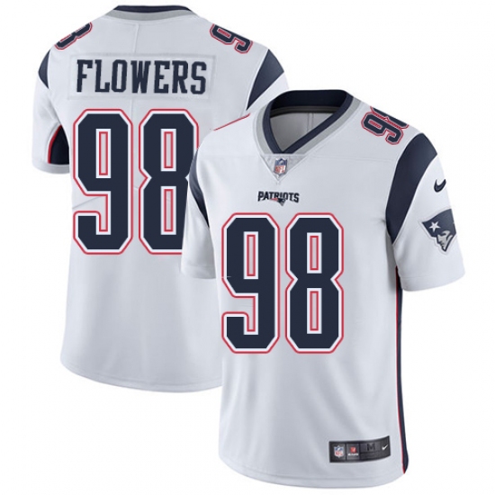 Men's Nike New England Patriots #98 Trey Flowers White Vapor Untouchable Limited Player NFL Jersey - Ujersey