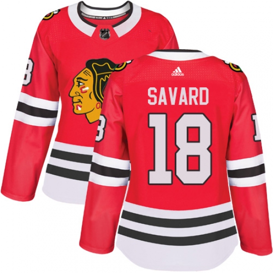 Women's Adidas Chicago Blackhawks #18 Denis Savard Authentic Red Home NHL Jersey - Ujersey