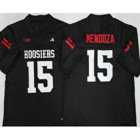 Men's Indiana Hoosiers #15 Fernando Mendoza Black College Football Jersey - Ujersey
