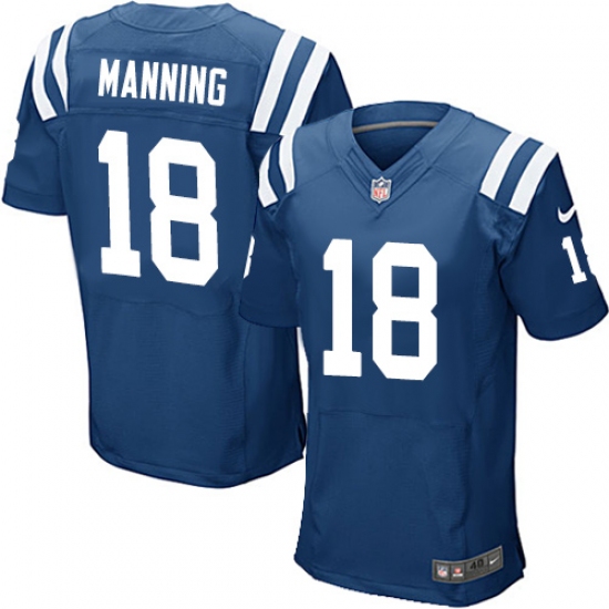Men's Nike Indianapolis Colts #18 Peyton Manning Elite Royal Blue Team Color NFL Jersey - Ujersey