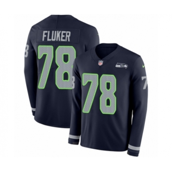 Youth Nike Seattle Seahawks #78 D.J. Fluker Limited Navy Blue Therma Long Sleeve NFL Jersey - Ujersey