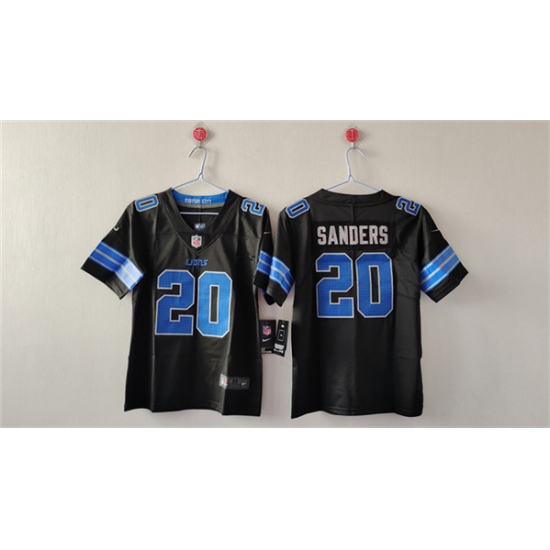Women's Detroit Lions #20 Barry Sanders Black Vapor Football Stitched Jersey(Run Smaller) - Ujersey