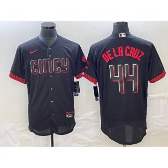 Men's Cincinnati Reds #44 Elly De La Cruz Black 2023 City Connect Cool Base Stitched Jersey - Ujersey