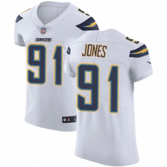 Men's Nike Los Angeles Chargers #91 Justin Jones White Vapor Untouchable Elite Player NFL Jersey - Ujersey