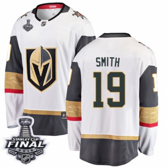 Youth Vegas Golden Knights #19 Reilly Smith Authentic White Away Fanatics Branded Breakaway 2018 Stanley Cup Final NHL Jersey - Ujersey