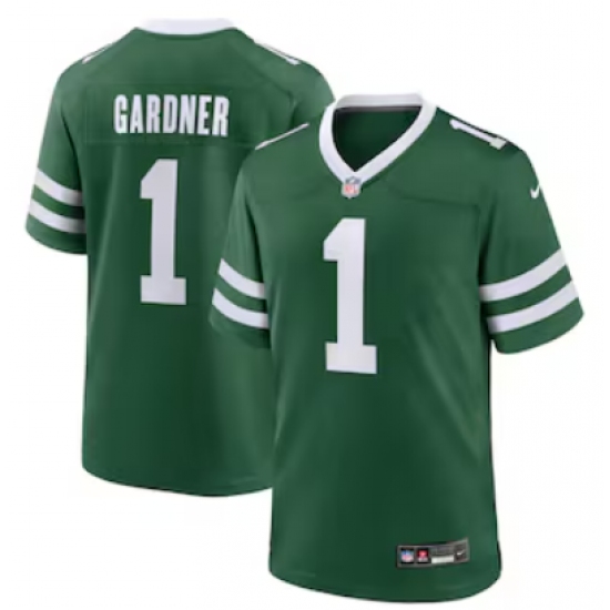 Men's Nike New York Jets #1 Ahmad Sauce Gardner Green 2023 F.U.S.E. Vapor Limited Throwback Stitched Football Jersey
