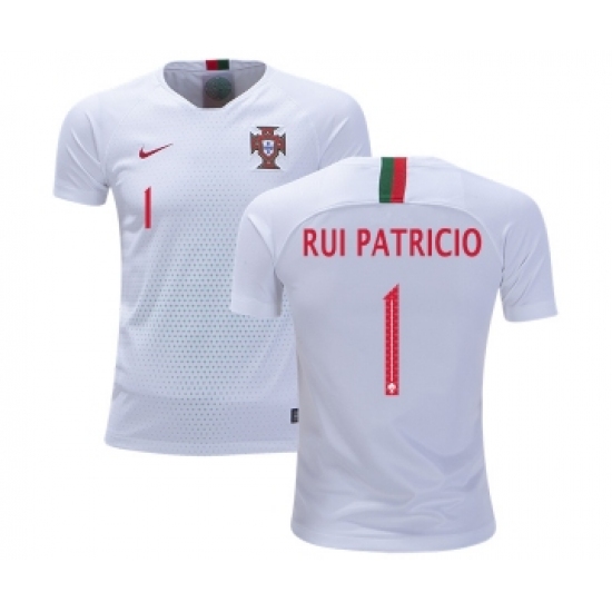 Portugal #1 Rui Patricio Away Kid Soccer Country Jersey