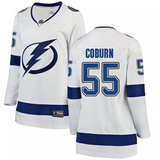 Women's Tampa Bay Lightning #55 Braydon Coburn Fanatics Branded White Away Breakaway NHL Jersey - Ujersey