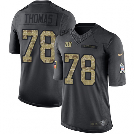 Youth New York Giants #78 Andrew Thomas Black Stitched NFL Limited 2016 Salute to Service Jersey - Ujersey