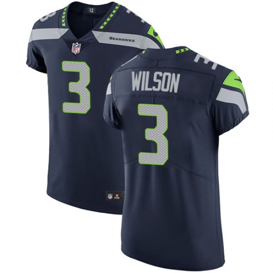 Men's Nike Seattle Seahawks #3 Russell Wilson Steel Blue Team Color Vapor Untouchable Elite Player NFL Jersey - Ujersey