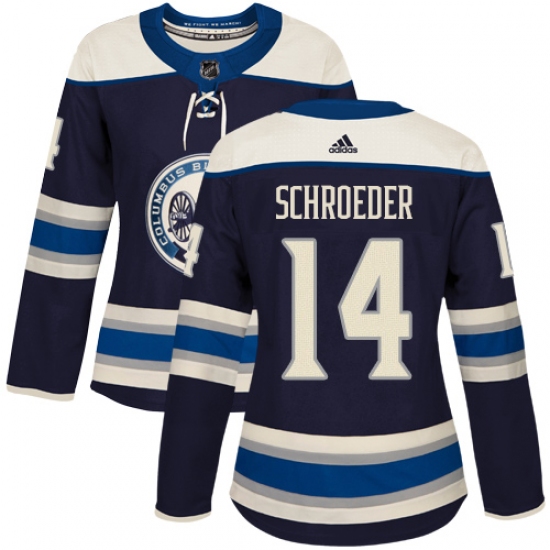 Women's Adidas Columbus Blue Jackets #14 Jordan Schroeder Authentic Navy Blue Alternate NHL Jersey - Ujersey