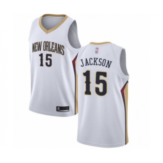 Youth New Orleans Pelicans #15 Frank Jackson Swingman White Basketball Jersey - Association Edition - Ujersey