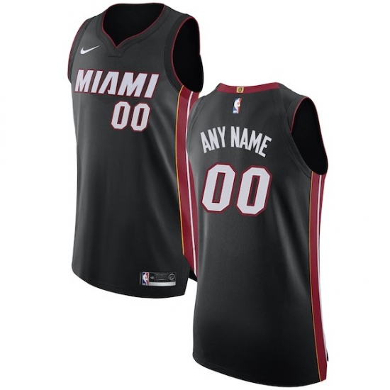 Men's Miami Heat Nike Black Authentic Custom Jersey - Icon Edition - Ujersey