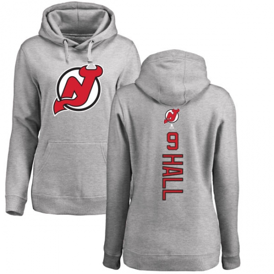 NHL Women's Adidas New Jersey Devils #9 Taylor Hall Ash Backer Pullover Hoodie - ujerseystore