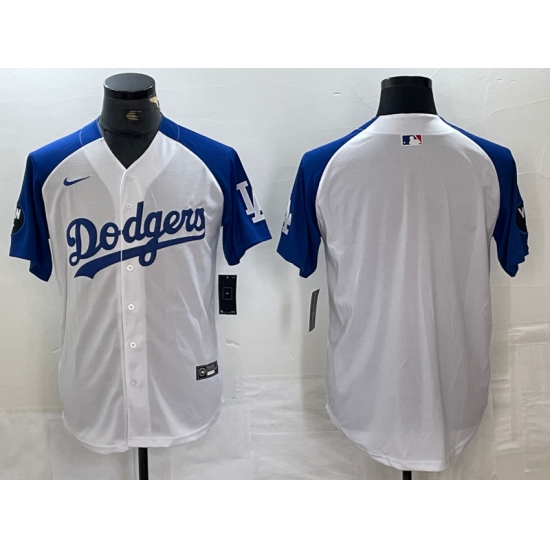 Men's Los Angeles Dodgers Blank White Blue Fashion Stitched Cool Base Limited Jerseys - Ujersey