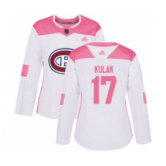 Women's Montreal Canadiens #17 Brett Kulak Authentic White Pink Fashion Hockey jersey - Ujersey