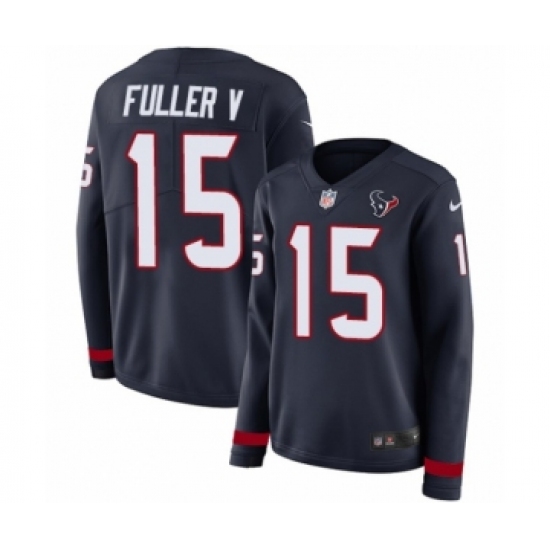 Women's Nike Houston Texans #15 Will Fuller V Limited Navy Blue Therma Long Sleeve NFL Jersey - Ujersey