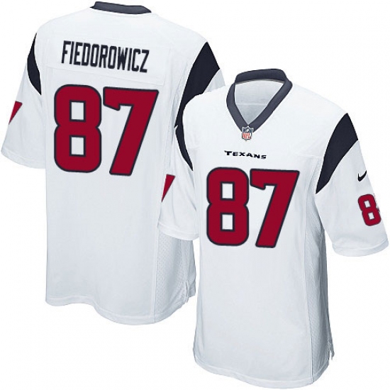 Men's Nike Houston Texans #87 C.J. Fiedorowicz Game White NFL Jersey - Ujersey