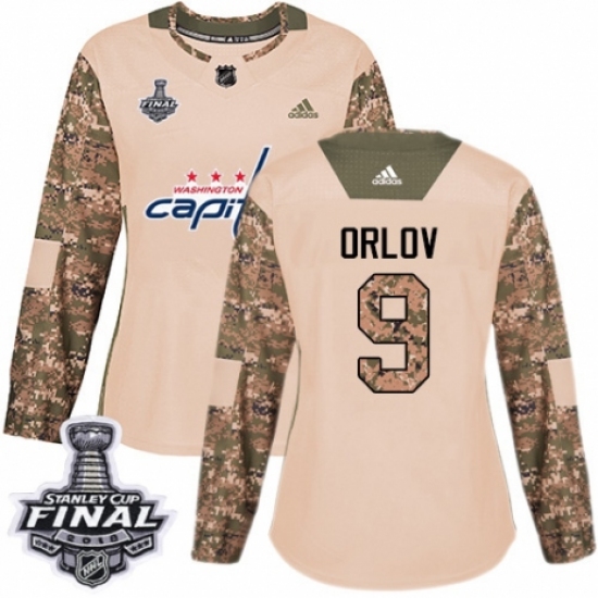 Women's Adidas Washington Capitals #9 Dmitry Orlov Authentic Camo Veterans Day Practice 2018 Stanley Cup Final NHL Jersey - Ujersey