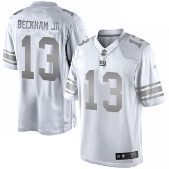 Men's Nike New York Giants #13 Odell Beckham Jr Limited White Platinum NFL Jersey - Ujersey