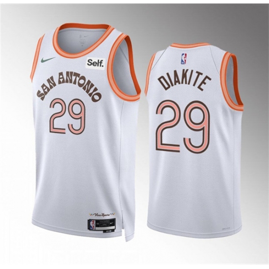 Men's San Antonio Spurs #29 Mamadi Diakite White 2023-24 City EditionStitched Basketball Jersey - Ujersey