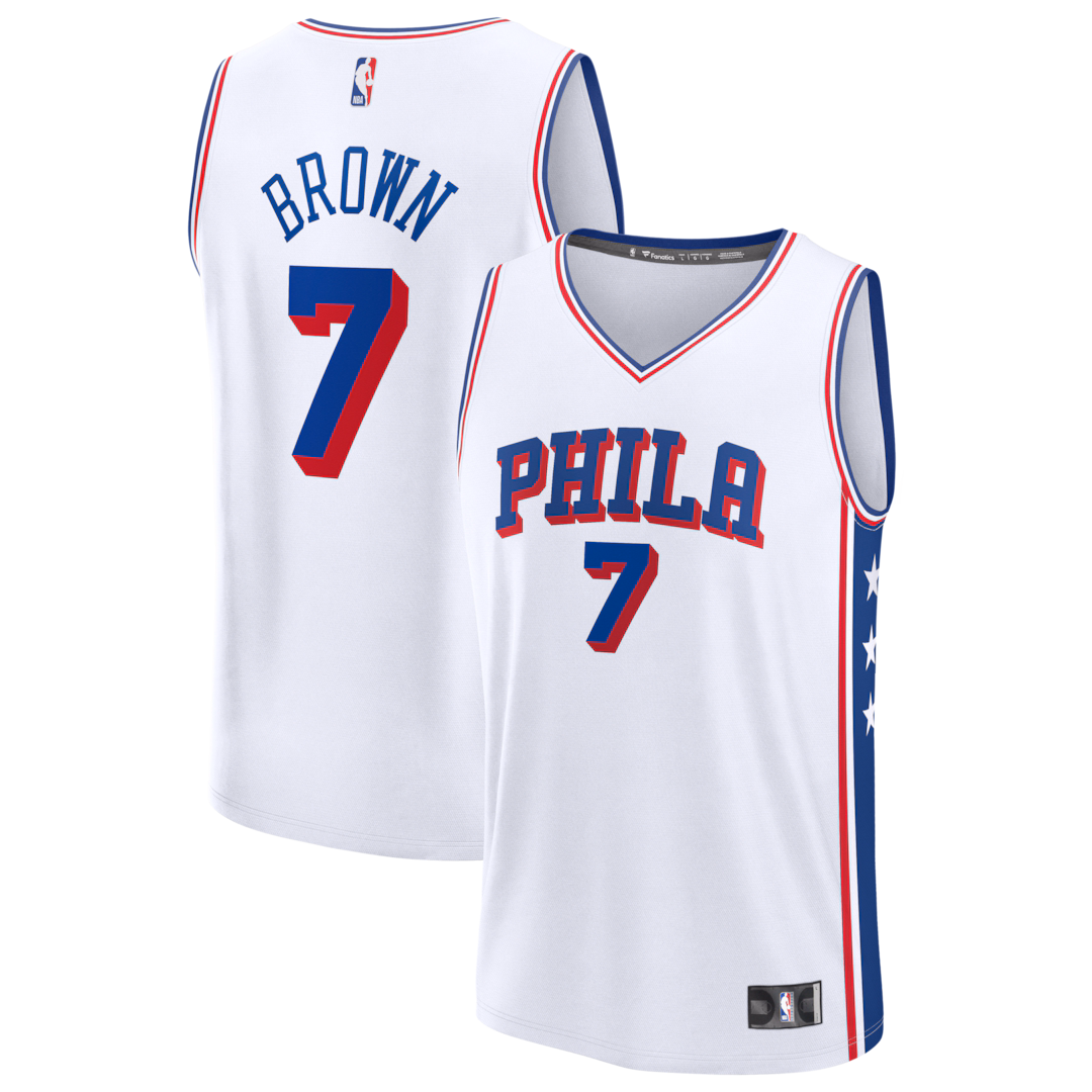 Men's Philadelphia 76ers Jaylen Brown Fanatics White Fast Break Jersey - Association Edition