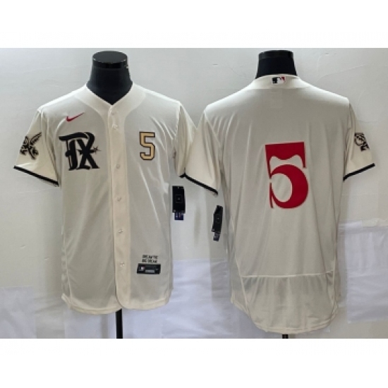 Men's Texas Rangers #5 Corey Seager Number Cream 2023 City Connect Flex Base Stitched Jersey - Ujersey