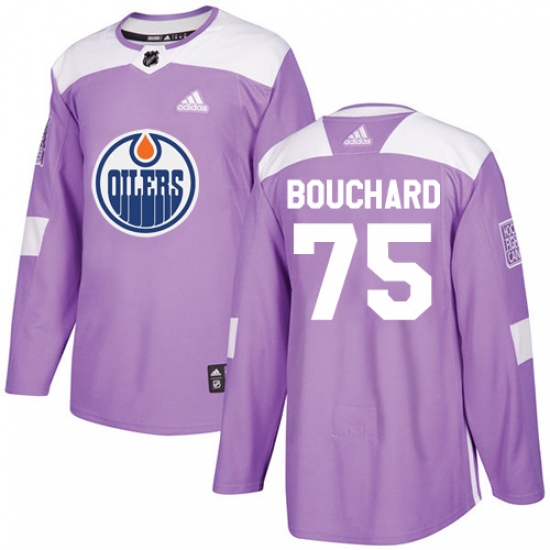 Youth Adidas Edmonton Oilers #75 Evan Bouchard Authentic Purple Fights Cancer Practice NHL Jersey - Ujersey